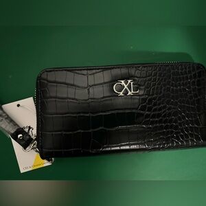 NWT Christian Lacroix Kara Croco zip around wristlet wallet